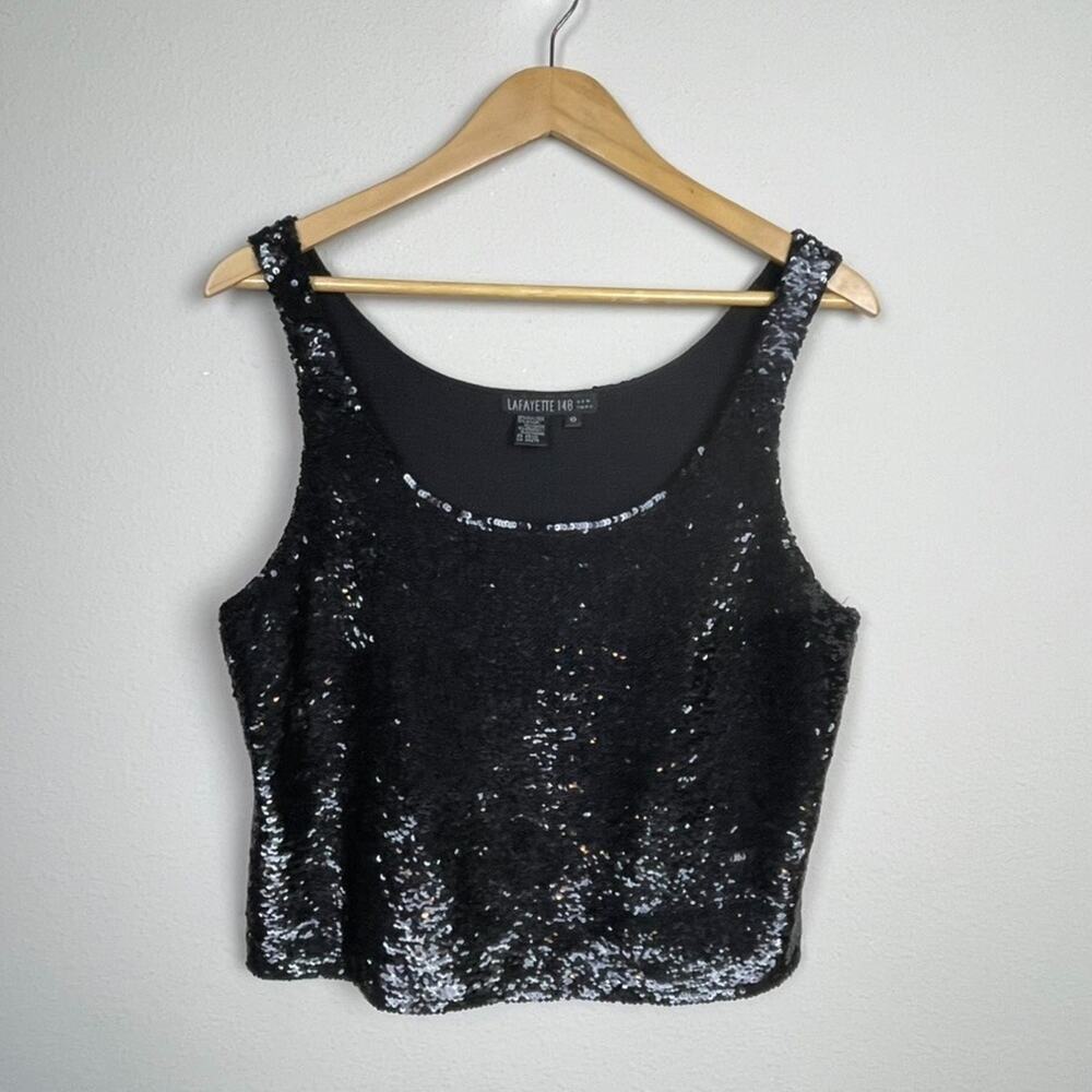 Lafayette 148 NY Size 10 Sequin Cropped Tank – Silk Blend Fairycore Goth